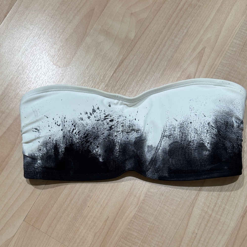 White and Black Ombre Strapless Bandeau Top